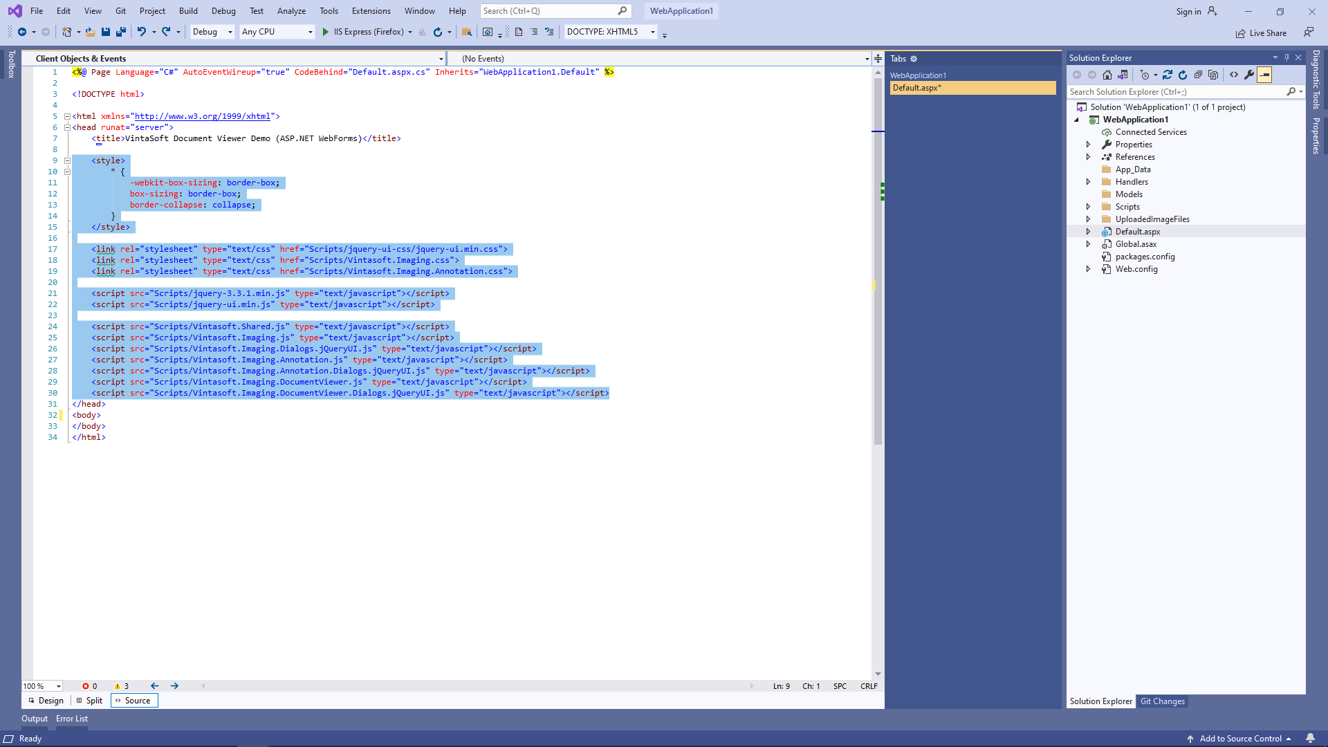 References to Vintasoft JavaScript files
