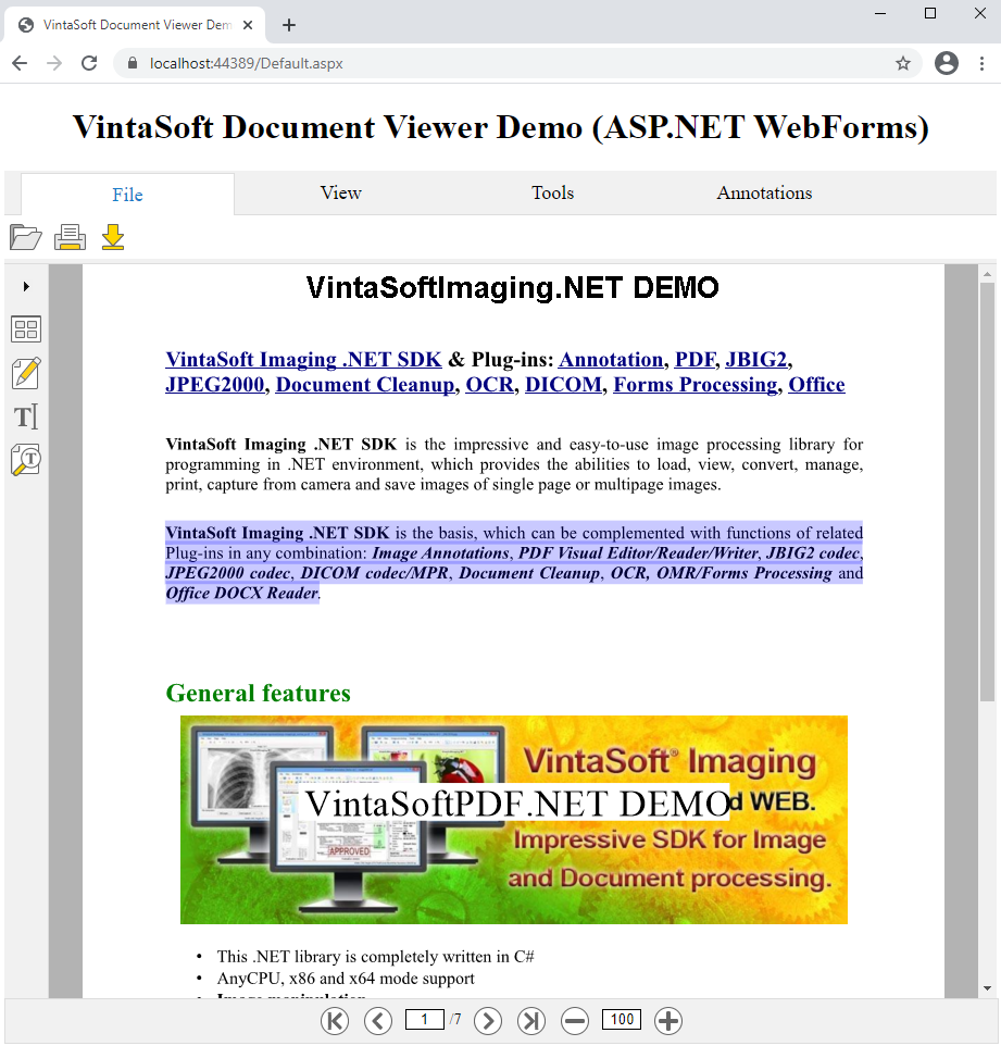 Document viewer in ASP.NET WebForms application